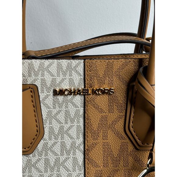 Michael Michael Kors NWT Mercer Medium Two-Tone Logo Crossbody Bag In Deer Multi - Picture 2 of 9